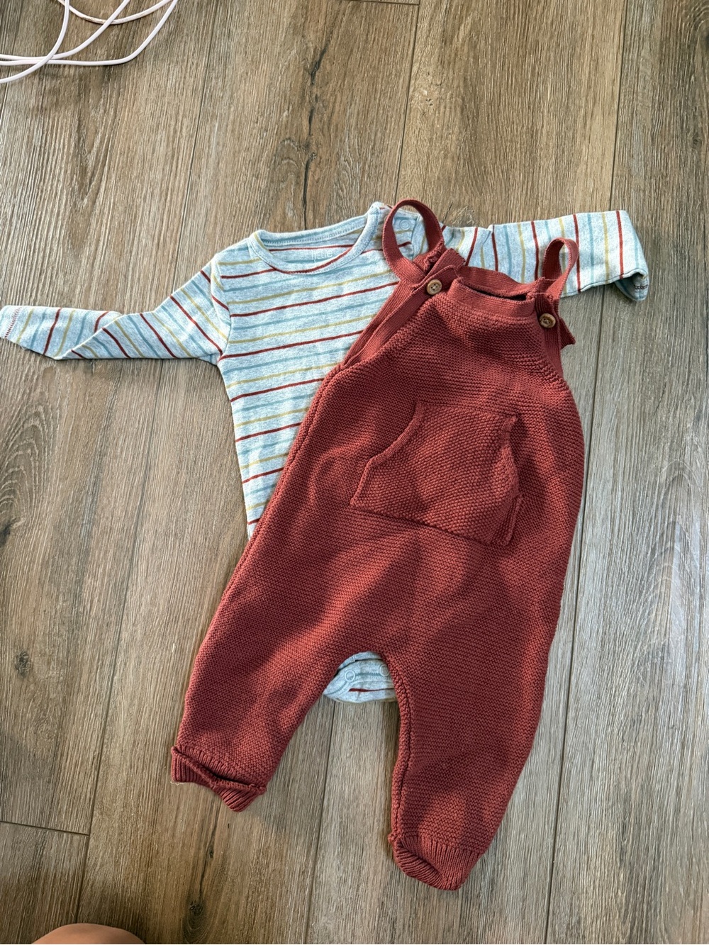 Little Planet Rust Knit Overalls for Kids - Cozy Strappy Footed Rompers
